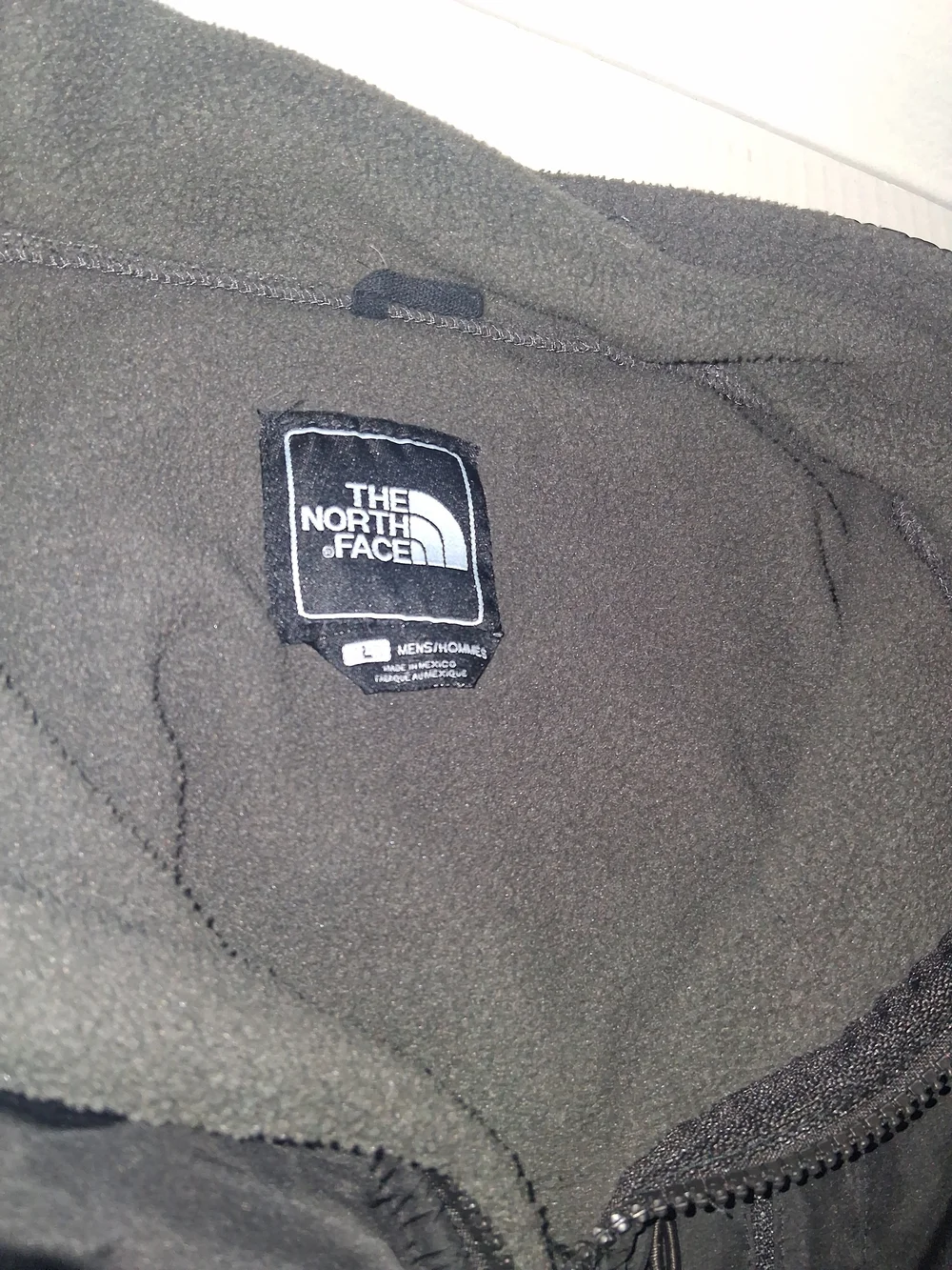 The North Face Men's Two-Tone Black & Gray/Green Full-Zip Fleece Jacket Size L